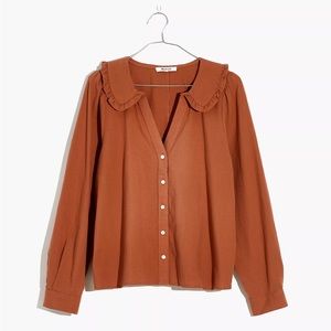 NEW Madewell Ruffle-Collar Button-Up Shirt - Size 2